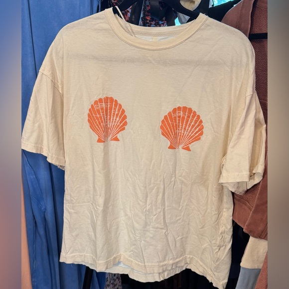 NWOT Free People We the Free Shell Tee - ivory combo - XS oversized - Picture 6 of 8